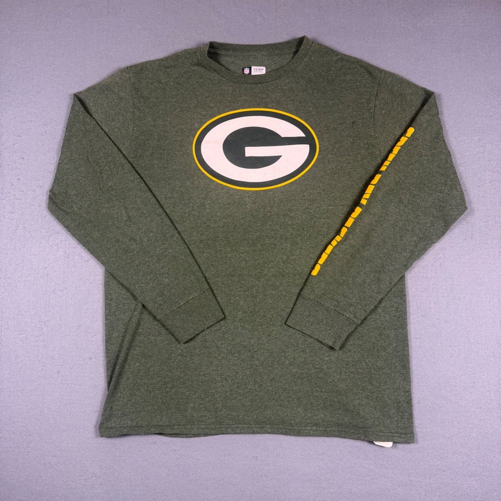 NFL Team Apparel Green Bay Packers Shirt Mens Large Green Long Sleeve Graphic T